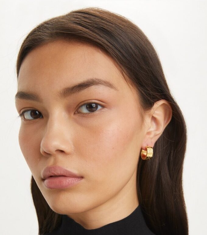 Small Icon T Monogram Hoop Earrings