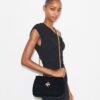 Small Kira Diamond Quilt Velvet Pavé Shoulder Bag