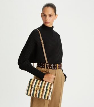 Small Kira Stripe Top-Handle Satchel