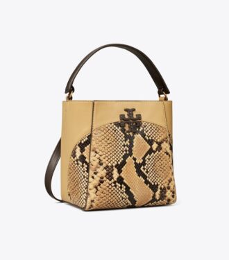 Small Mcgraw Snake Embossed Bucket Bag