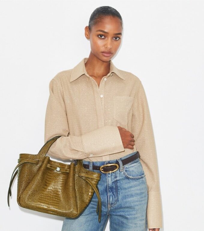 Small Romy Croc-Embossed Tote Small Romy Croc-Embossed Tote