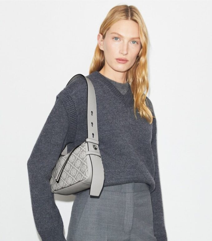 Small Romy T Monogram Shoulder Bag Small Romy T Monogram Shoulder Bag
