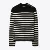 Snap Shoulder Striped Sweater Snap Shoulder Striped Sweater