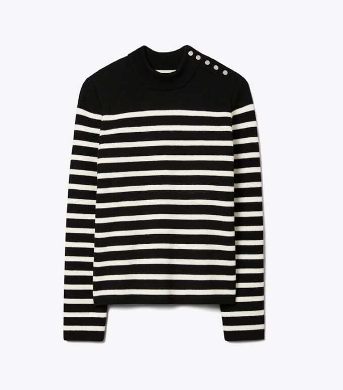 Snap Shoulder Striped Sweater Snap Shoulder Striped Sweater