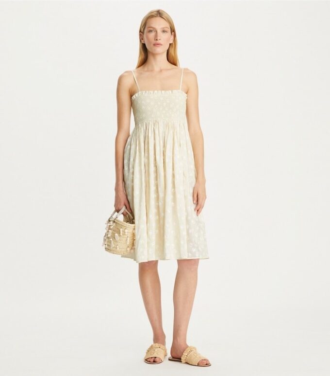 Strapless Smocked Silk Dress Strapless Smocked Silk Dress