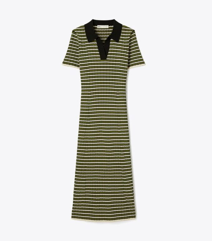 Stripe Knit Polo Dress