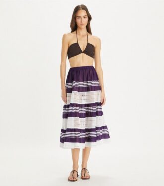 Striped Cotton Midi Skirt
