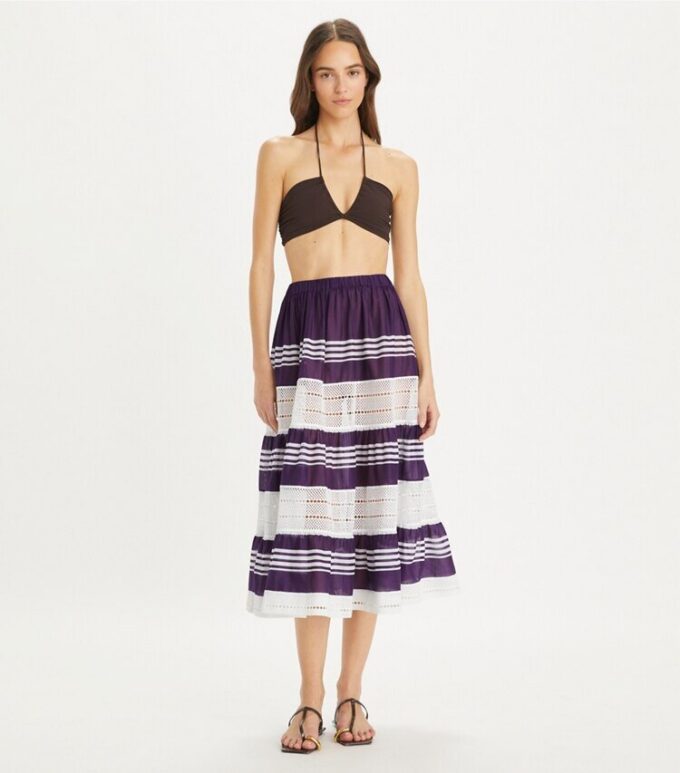 Striped Cotton Midi Skirt