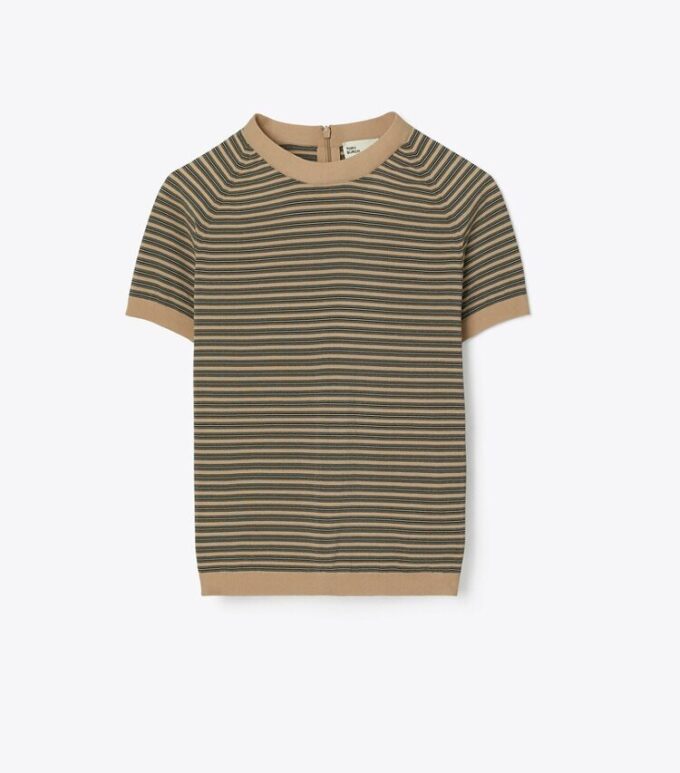 Striped Nylon Mockneck Striped Nylon Mockneck