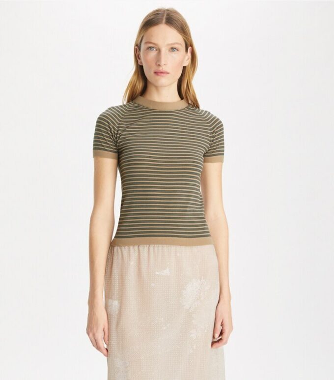 Striped Nylon Mockneck Striped Nylon Mockneck