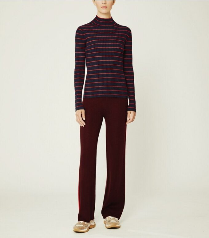 Striped Ribbed Soft Tech Knit Turtleneck Striped Ribbed Soft Tech Knit Turtleneck