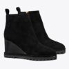 Suede Logo Lug Sole Wedge Boot Suede Logo Lug Sole Wedge Boot