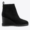 Suede Logo Lug Sole Wedge Boot Suede Logo Lug Sole Wedge Boot