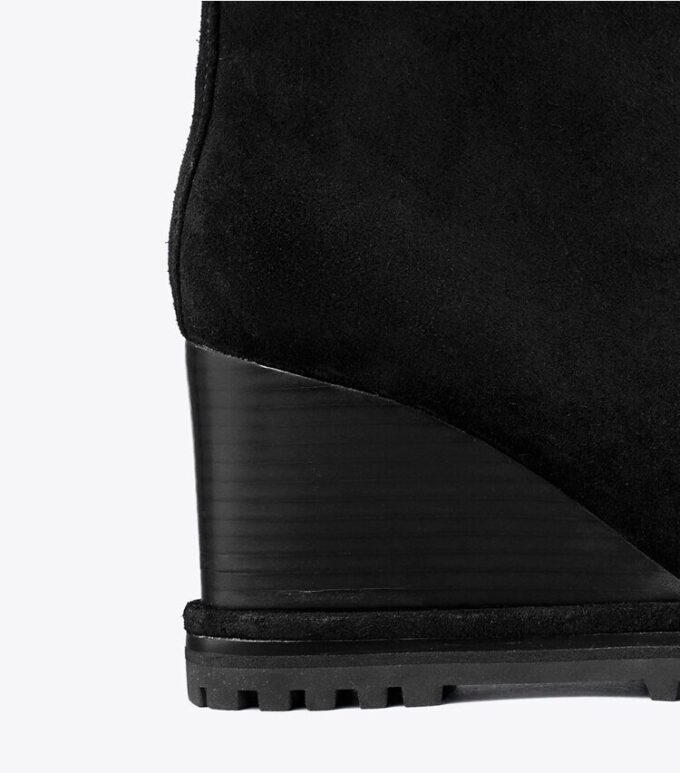 Suede Logo Lug Sole Wedge Boot Suede Logo Lug Sole Wedge Boot