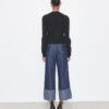 T Monogram Contrast Cuff Straight Leg Jean