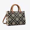 T Monogram Contrast Embossed Top-Handle Tote