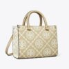 T Monogram Contrast Embossed Top-Handle Tote