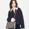 T Monogram Contrast Embossed Top-Handle Tote