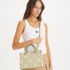 T Monogram Contrast Embossed Top-Handle Tote