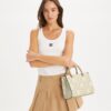 T Monogram Contrast Embossed Top-Handle Tote