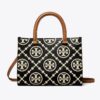 T Monogram Contrast Embossed Top-Handle Tote