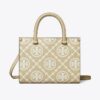 T Monogram Contrast Embossed Top-Handle Tote