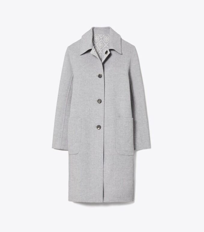 T Monogram Jacquard Reversible Wool Coat T Monogram Jacquard Reversible Wool Coat