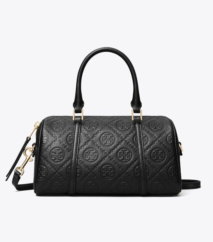 T Monogram Pebbled Petite Barrel Bag
