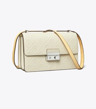 T Monogram Pebbled Shoulder Bag