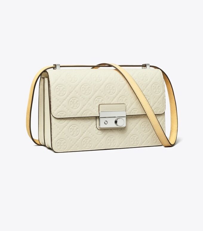 T Monogram Pebbled Shoulder Bag