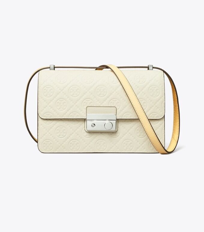 T Monogram Pebbled Shoulder Bag