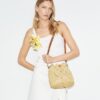 T Monogram Raffia Bucket Bag