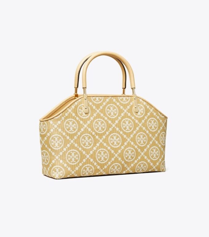 T Monogram Raffia Small Basket Tote T Monogram Raffia Small Basket Tote