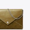 T Monogram Suede Envelope Chain Pouch