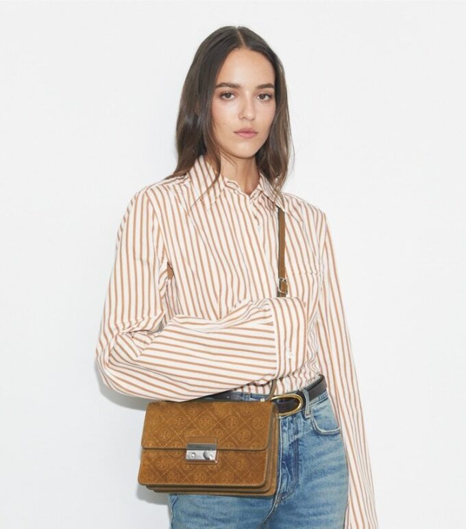 T Monogram Suede Shoulder Bag T Monogram Suede Shoulder Bag