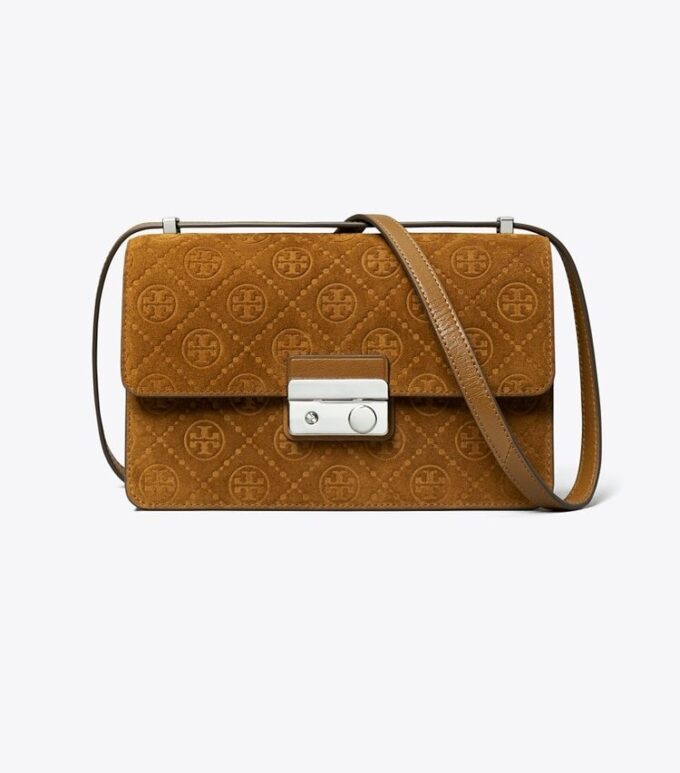 T Monogram Suede Shoulder Bag T Monogram Suede Shoulder Bag