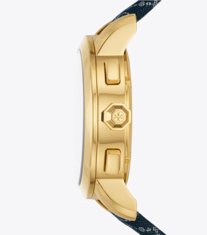 T Monogram Tory Watch, Leather/Gold-Tone Stainless Steel T Monogram Tory Watch, Leather/Gold-Tone Stainless Steel