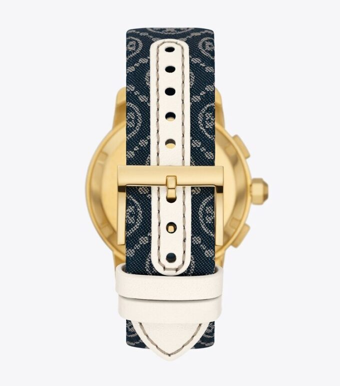 T Monogram Tory Watch, Leather/Gold-Tone Stainless Steel T Monogram Tory Watch, Leather/Gold-Tone Stainless Steel