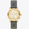 T Monogram Tory Watch, Navy/Gold-Tone Stainless Steel, 37 X 37 Mm