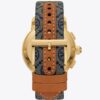 T Monogram Tory Watch, Navy/Gold-Tone Stainless Steel, 37 X 37 Mm