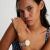T Monogram Tory Watch, Navy/Gold-Tone Stainless Steel, 37 X 37 Mm
