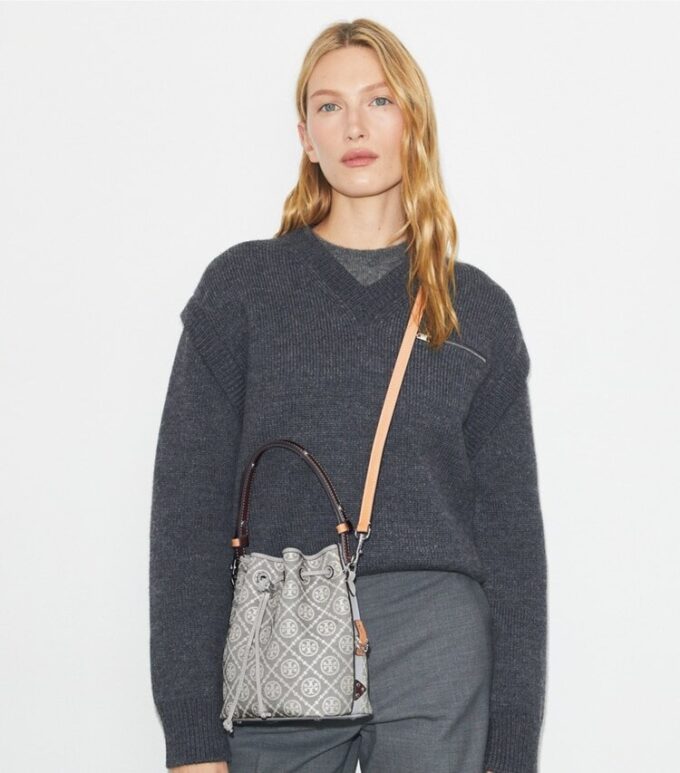 T Monogram Utility Bucket Bag