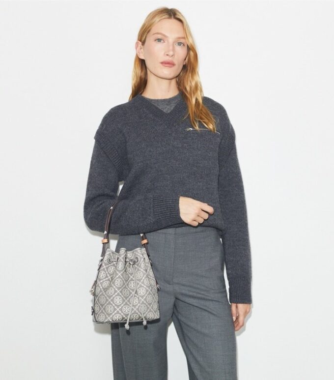 T Monogram Utility Bucket Bag