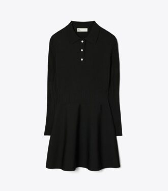 Tech Knit Long-Sleeve Mini Polo Dress