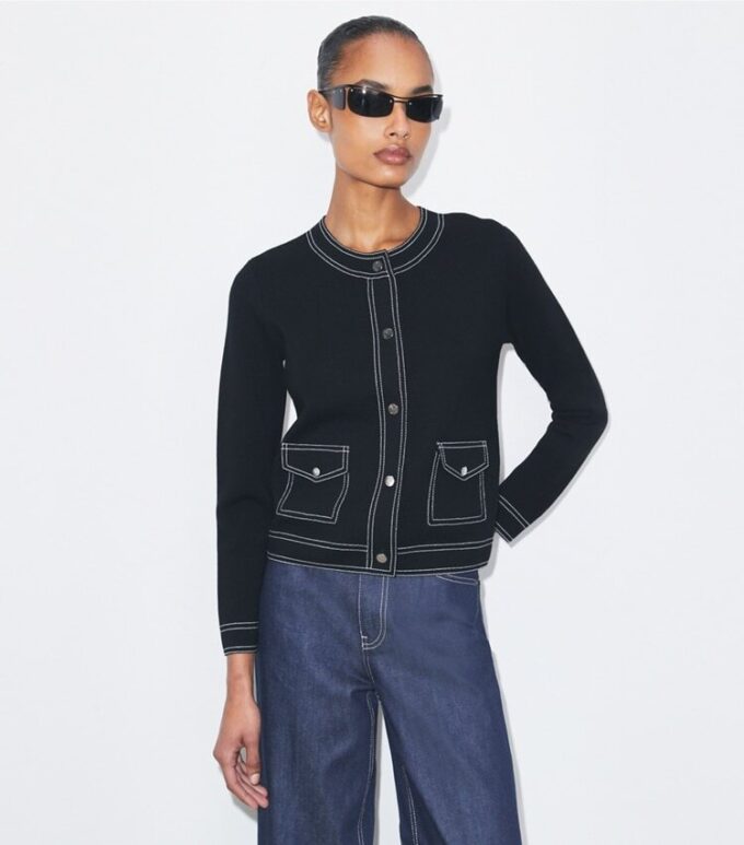 Topstitch Wool Cardigan