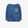 Windowpane Plaid Silk Boatneck Top Windowpane Plaid Silk Boatneck Top
