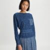 Windowpane Plaid Silk Boatneck Top Windowpane Plaid Silk Boatneck Top
