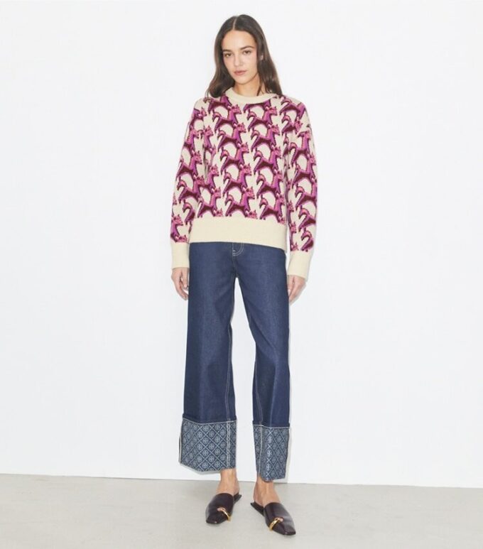 Wool Jacquard Crewneck Sweater Wool Jacquard Crewneck Sweater