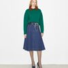 Pleated Denim Skirt