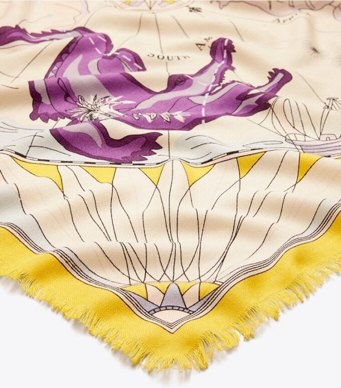 World Map Wool Square Scarf World Map Wool Square Scarf